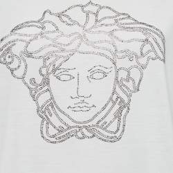 Versace Whte Medusa Embellished Jersey Crewneck T-Shirt 