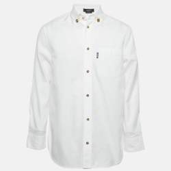 Pre Owned Versace White Cotton Medusa Detail Button Heritage Fit Shirt S