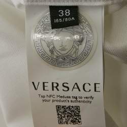 Pre Owned Versace White Cotton Medusa Detail Button Heritage Fit Shirt S