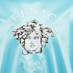 Pre Owned Versace Blue Logo Embroidered Jersey Sweatshirt L