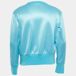 Pre Owned Versace Blue Logo Embroidered Jersey Sweatshirt L