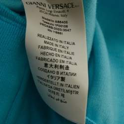 Pre Owned Versace Blue Logo Embroidered Jersey Sweatshirt L