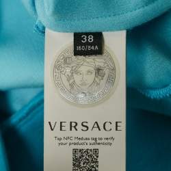 Pre Owned Versace Blue Logo Embroidered Jersey Sweatshirt L