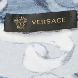 Pre Owned Versace Blue Barocco Print Cotton Crewneck T-Shirt L   