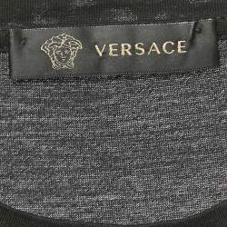 Pre Owned Versace Black Baroque Print Cotton Crewneck T-Shirt L