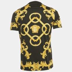 Pre Owned Versace Black Baroque Print Cotton Crewneck T-Shirt L