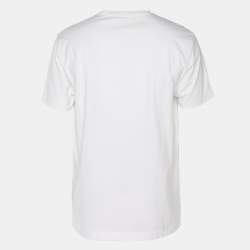 Pre Owned Versace White Logo Embroidered Jersey T-Shirt L