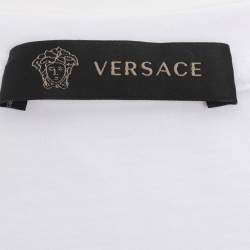 Pre Owned Versace White Logo Embroidered Jersey T-Shirt L