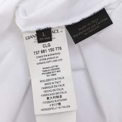 Pre Owned Versace White Logo Embroidered Jersey T-Shirt L