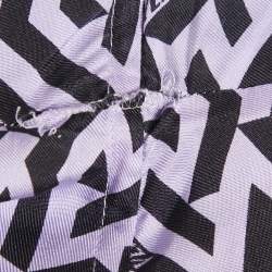 Pre Owned Versace Purple Logo Print Silk Heritage Fit Shirt M