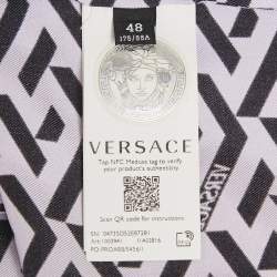 Pre Owned Versace Purple Logo Print Silk Heritage Fit Shirt M