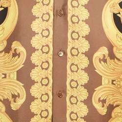 Pre Owned Versace Yellow/Beige Barocco Print Silk Heritage Fit Shirt M