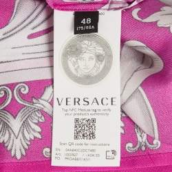 Pre Owned Versace Pink Printed Silk Heritage Fit Shirt M
