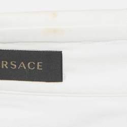 Pre Owned Versace White Cotton Studded Collar Shirt M