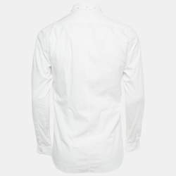 Pre Owned Versace White Cotton Studded Collar Shirt M