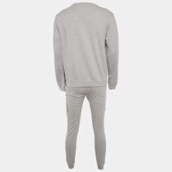 Pre Owned Versace Grey Medusa Print Cotton Sweatshirt & Jogger Set XL/M