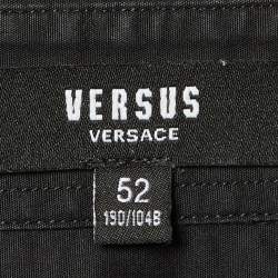 Pre Owned Versus Versace Black Cotton Lion Greca Embroidered Long Sleeve Shirt XL