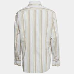 مملوكة مسبقًا Versace Pink Striped Cotton Button Front Shirt XXXL