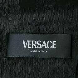 Pre Owned جاكيت بليزر فيرساتشي صوف أزرق بجيب تفاصيل كبيرة