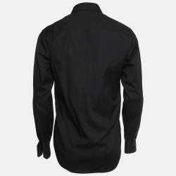 Pre Owned Versace Black Rhinestone Cotton Palazzo Fit Tuxedo Shirt M