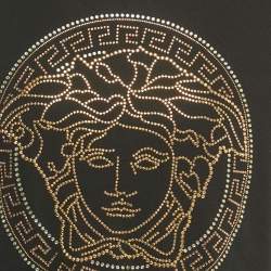 Pre Owned Versace Black Crystal Medusa Jersey Taylor Fit T-Shirt M