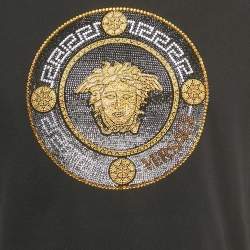 Pre Owned Versace Black Crystal Medusa Jersey Taylor Fit T-Shirt XL