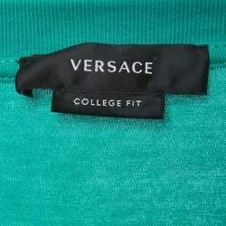 Pre Owned Versace Green Logo Print Cotton Royal Rebellion Crewneck T-Shirt M