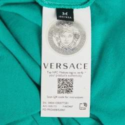 Pre Owned Versace Green Logo Print Cotton Royal Rebellion Crewneck T-Shirt M