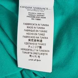 Pre Owned Versace Green Logo Print Cotton Royal Rebellion Crewneck T-Shirt M