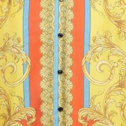 Pre Owned Versace Yellow Barocco Print Silk Shirt M