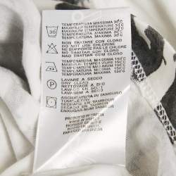 Pre Owned Versace White Printed Jersey V-Neck T-Shirt S