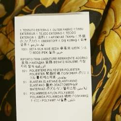 Pre Owned Versace Black/Yellow Barocco Print Silk Greca Waistband Shorts M