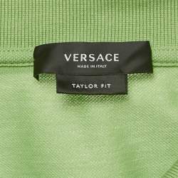 Pre Owned Versace Green Medusa Embroidered Cotton Pique Polo T-Shirt XXXL