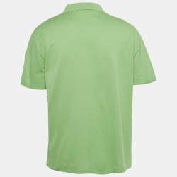 Pre Owned Versace Green Medusa Embroidered Cotton Pique Polo T-Shirt XXXL