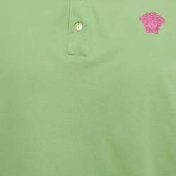 Pre Owned Versace Green Medusa Embroidered Cotton Pique Polo T-Shirt XXXL