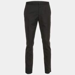 Pre Owned Versace Black Crepe Satin Side Trim Formal Trousers M