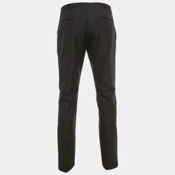 Pre Owned Versace Black Crepe Satin Side Trim Formal Trousers M