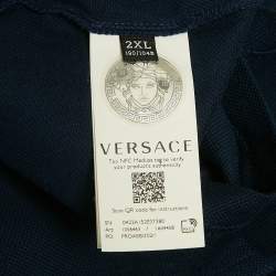Pre Owned Versace Navy Blue Logo Embroidered Cotton Taylor Fit  Polo T-Shirt XXL