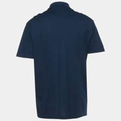 Pre Owned Versace Navy Blue Logo Embroidered Cotton Taylor Fit  Polo T-Shirt XXL