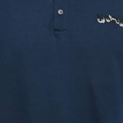 Pre Owned Versace Navy Blue Logo Embroidered Cotton Taylor Fit  Polo T-Shirt XXL