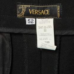 Pre Owned Versace Vintage Black Wool Zip Detail Pants L/XL Waist 36"