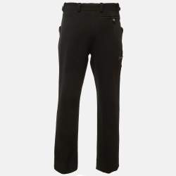 Pre Owned Versace Vintage Black Wool Zip Detail Pants L/XL Waist 36"