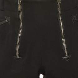 Pre Owned Versace Vintage Black Wool Zip Detail Pants L/XL Waist 36"