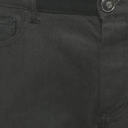 Pre Owned بنطلون جينز فيرساتشي أسود جزئي جلد مقاس كبير جداً (اكس لارج) (محيط الخصر 36)