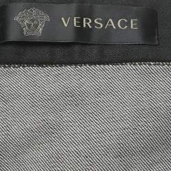 Pre Owned بنطلون جينز فيرساتشي أسود جزئي جلد مقاس كبير جداً (اكس لارج) (محيط الخصر 36)