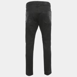 Pre Owned بنطلون جينز فيرساتشي أسود جزئي جلد مقاس كبير جداً (اكس لارج) (محيط الخصر 36)