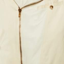 مملوكة مسبقًا Versace Vintage Cream Leather & Cotton Zip Up Jacket XL