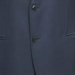 Pre Owned Versace Blue Wool Tailored Fit Suit M