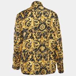 مملوكة مسبقًا Versace Black/Yellow Barocco Print Silk Shirt L