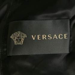 Pre Owned جاكيت فيرساتشي نايلون أزرق مطبوع بسحاب أمامي مقاس أربعة كبير جداً جداً ( 4 اكس لارج )